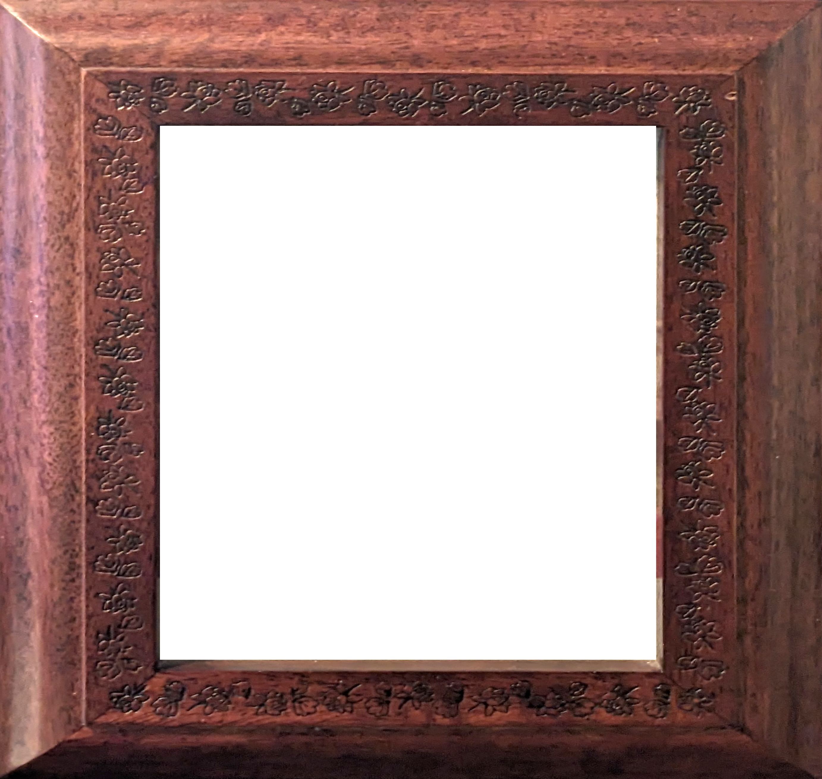 Framed photograph of a person in their late 20's, whose gender is a mystery and whose race might also be to you (it is white and east asian). They are standing beneath a brilliant flame-red japanese maple which filters red gems onto their body and engulfs the frizz on their curly hair that is longer than they'd like. They are wearing pink sunglasses and their favorite blue sleeveless dress printed with illustrated flowers, and their face makes it obvious that they love the person taking the photo. This text is repeated visibly underneath this image, except for this part: the wooden frame is the one in their grandparents house that contains the last image of their grandmother before her mental breakdown.